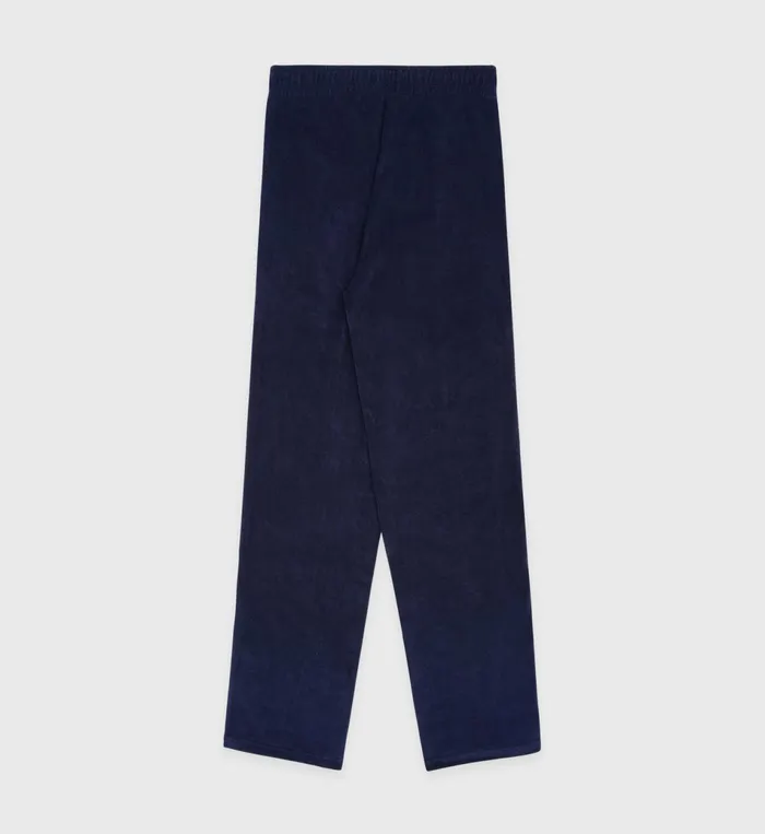Sporty and Rich Sweatpants Women Script Velour Track Pants 8211 NavyCream