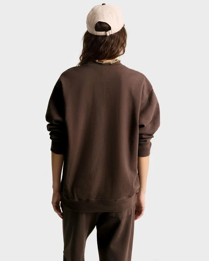 Sporty and Rich Sweatshirts Women Bristol Crest 100th Crewneck 8211 ChocolateCream