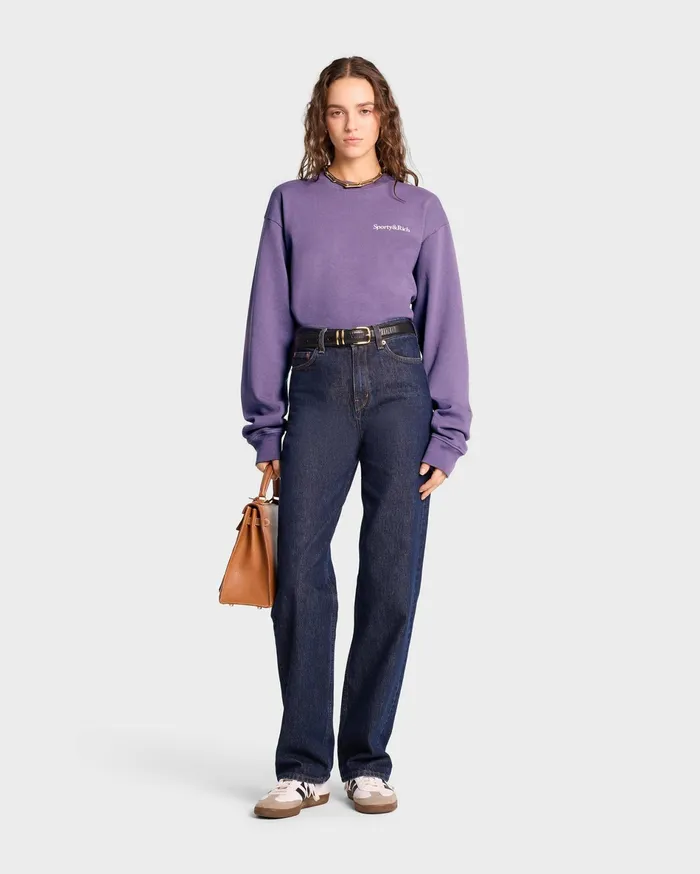 Sporty and Rich Sweatshirts Women Health Is Wealth Crewneck 8211 Dusty GrapeWhite
