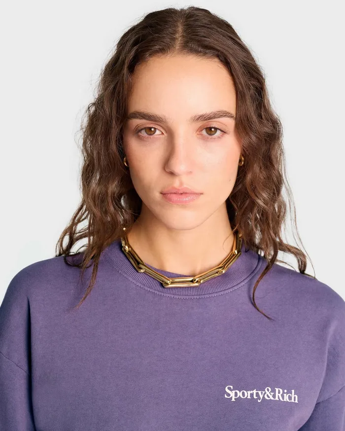 Sporty and Rich Sweatshirts Women Health Is Wealth Crewneck 8211 Dusty GrapeWhite