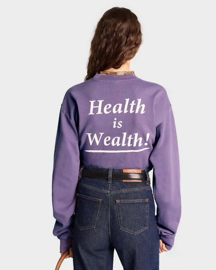 Sporty and Rich Sweatshirts Women Health Is Wealth Crewneck 8211 Dusty GrapeWhite
