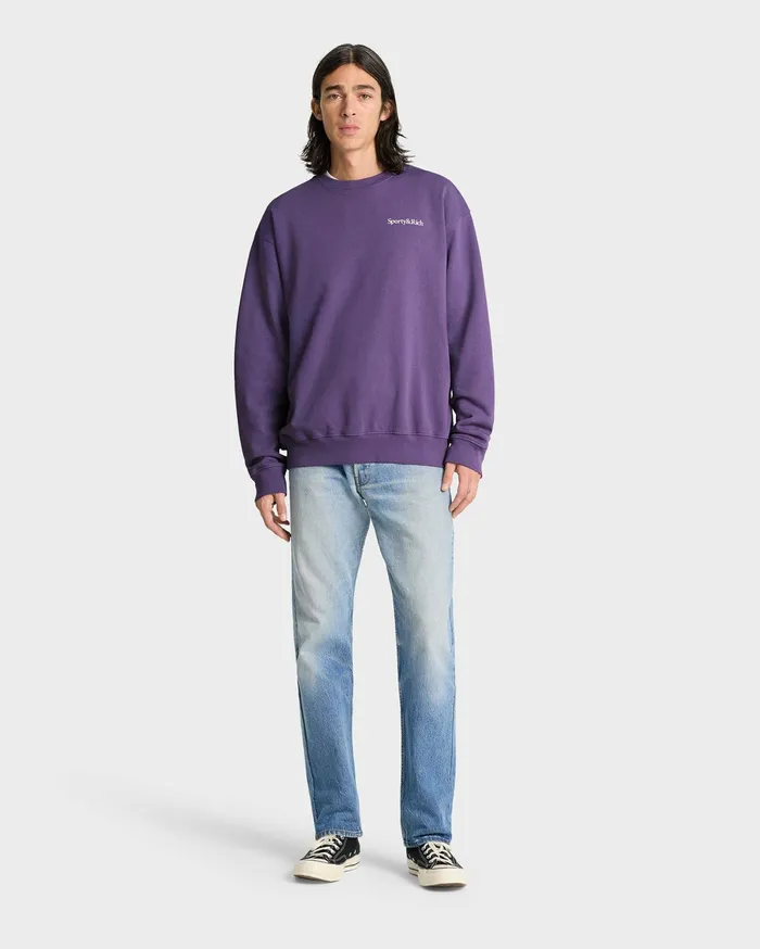 Sporty and Rich Sweatshirts Women Health Is Wealth Crewneck 8211 Dusty GrapeWhite