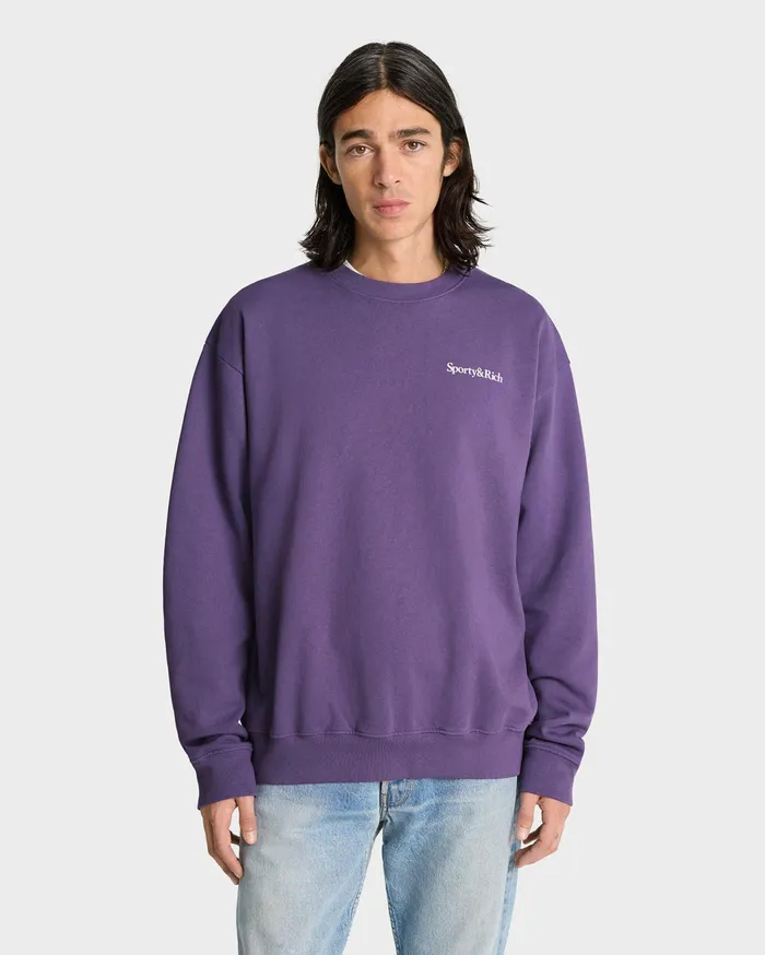 Sporty and Rich Sweatshirts Women Health Is Wealth Crewneck 8211 Dusty GrapeWhite