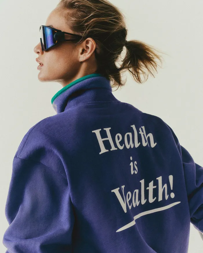 Sporty and Rich Sweatshirts Women Health Is Wealth Crewneck 8211 Dusty GrapeWhite