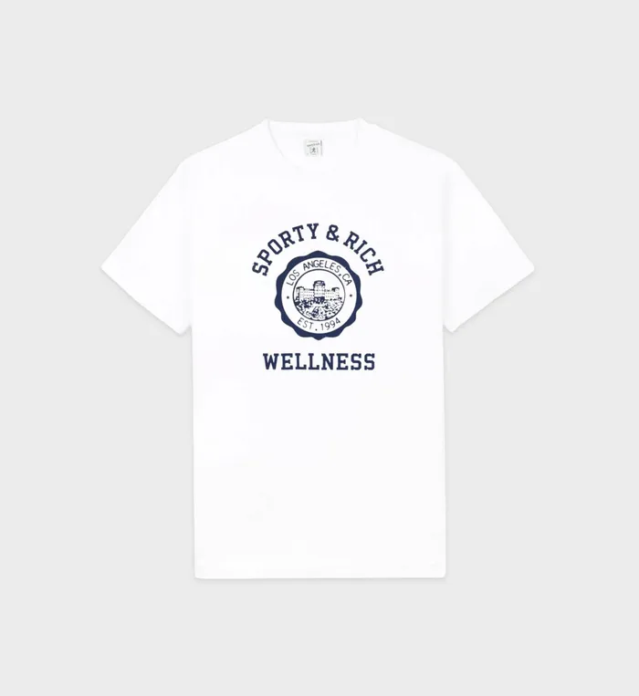 Sporty and Rich TShirts and Tops Women Emblem TShirt 8211 WhiteNavy