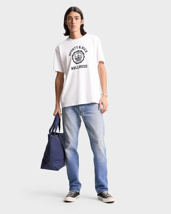 Sporty and Rich TShirts and Tops Women Emblem TShirt 8211 WhiteNavy
