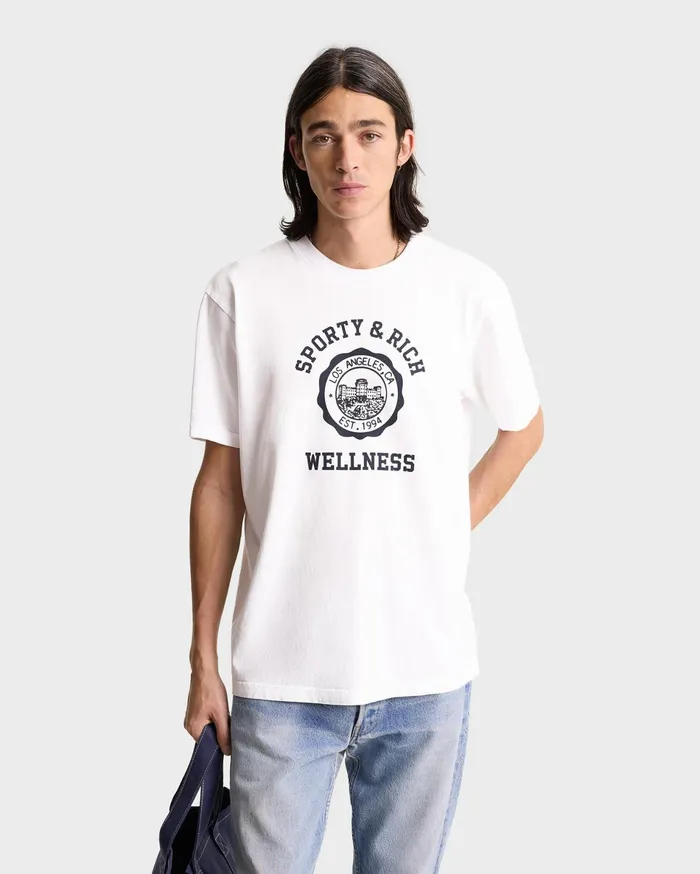 Sporty and Rich TShirts and Tops Women Emblem TShirt 8211 WhiteNavy