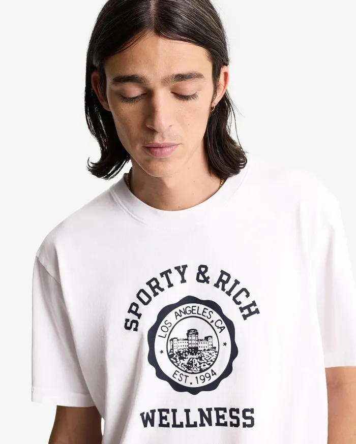 Sporty and Rich TShirts and Tops Women Emblem TShirt 8211 WhiteNavy