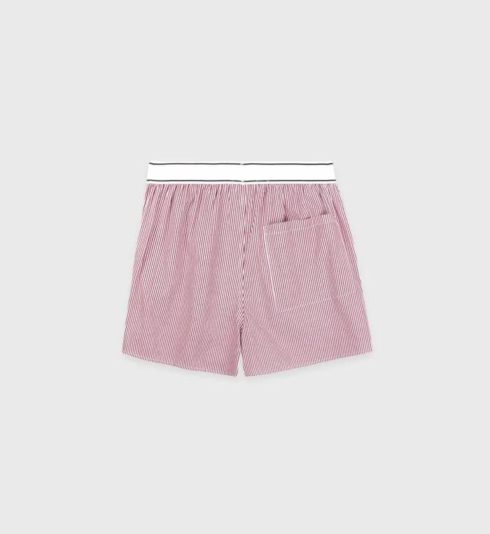 Sporty and Rich Underwear Women Serif Logo Boxer Short 8211 Red Striped