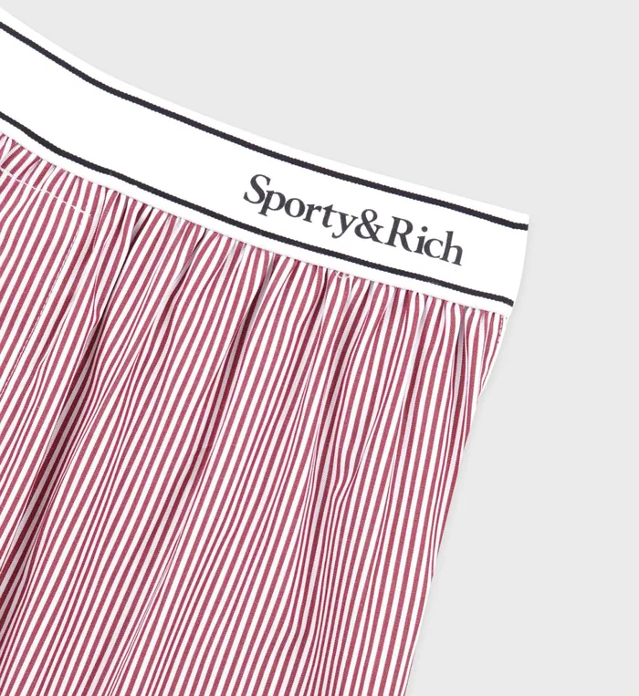 Sporty and Rich Underwear Women Serif Logo Boxer Short 8211 Red Striped