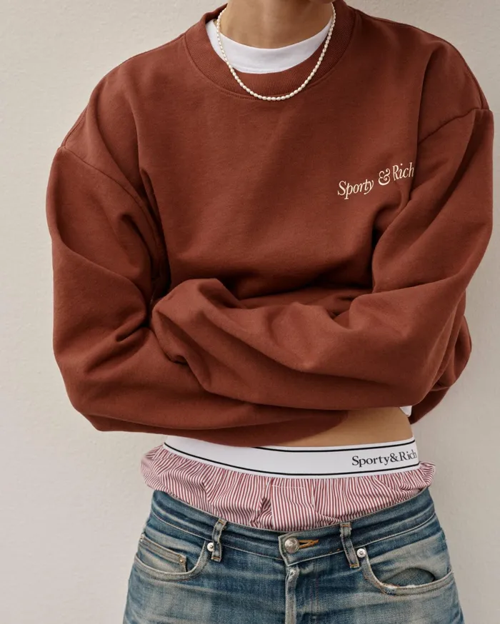 Sporty and Rich Underwear Women Serif Logo Boxer Short 8211 Red Striped