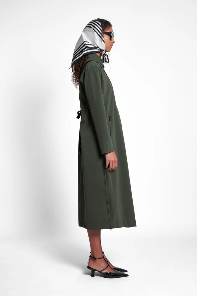 Stutterheim Hornstull Matte Long Raincoat Green Women Trench Coats