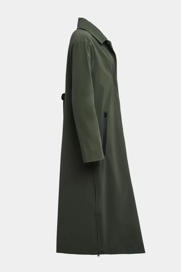 Stutterheim Hornstull Matte Long Raincoat Green Women Trench Coats