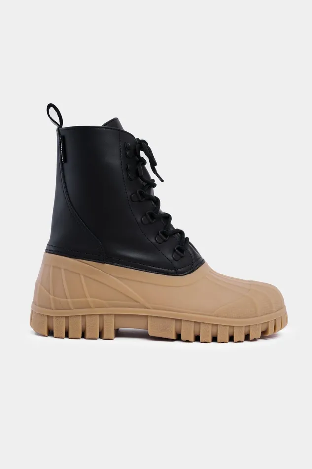 Stutterheim Patrol Boot Leather BlackFudge Women Lace Up Boots