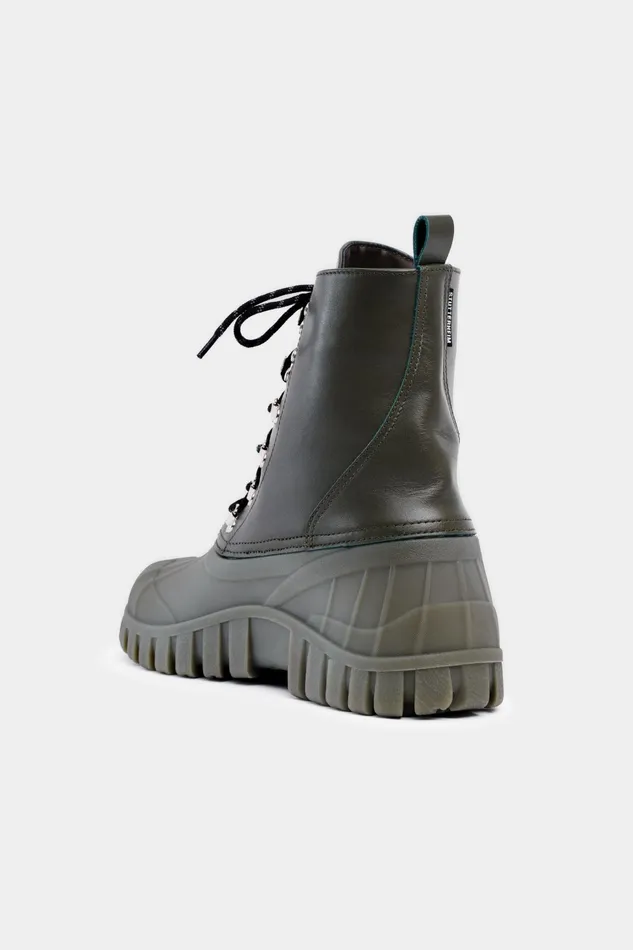 Stutterheim Patrol Boot Leather Green Women Combat Boots