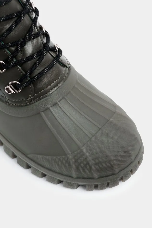 Stutterheim Patrol Boot Leather Green Women Combat Boots