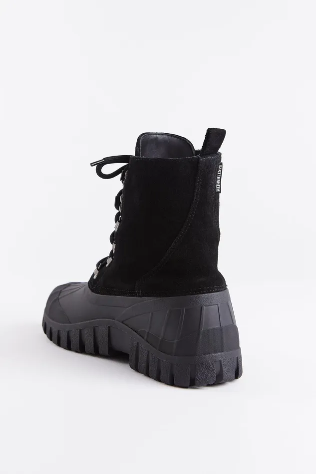 Stutterheim Patrol Boot Suede Black Women Lace Up Boots