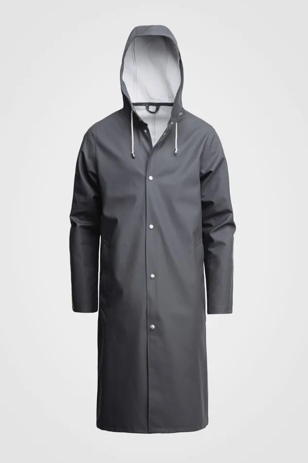 Stutterheim Stockholm Long Raincoat Charcoal Women Long Raincoats