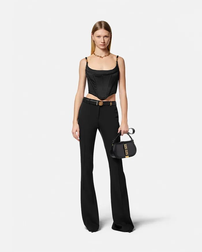 Suits Women Versace Medusa 03995 Flared Pants Black