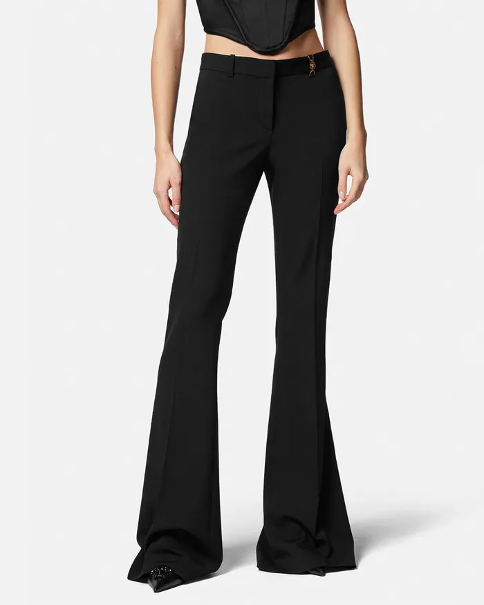 Suits Women Versace Medusa 03995 Flared Pants Black
