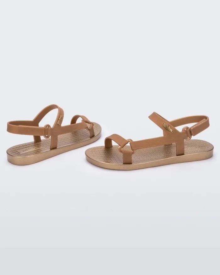 Sun Downtown Gold Mettalic Women Melissa Sandals