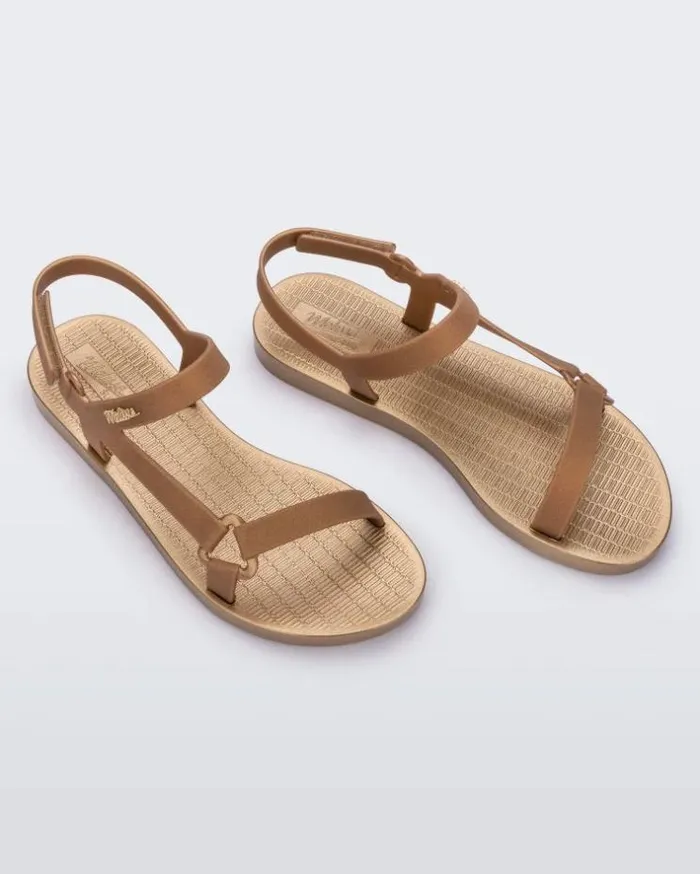 Sun Downtown Gold Mettalic Women Melissa Sandals