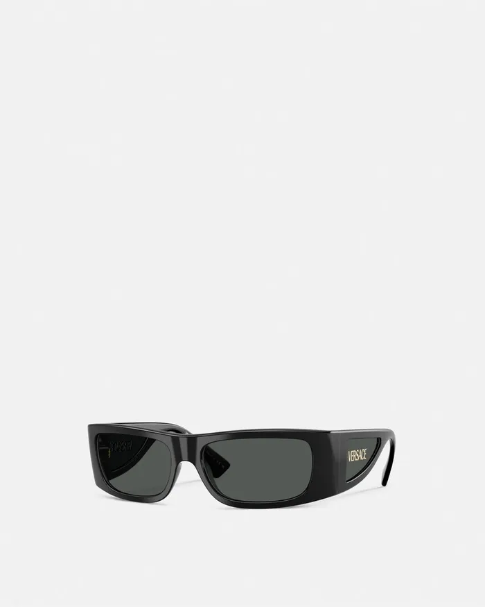 Sunglasses Men Versace Lens Logo Sunglasses Black