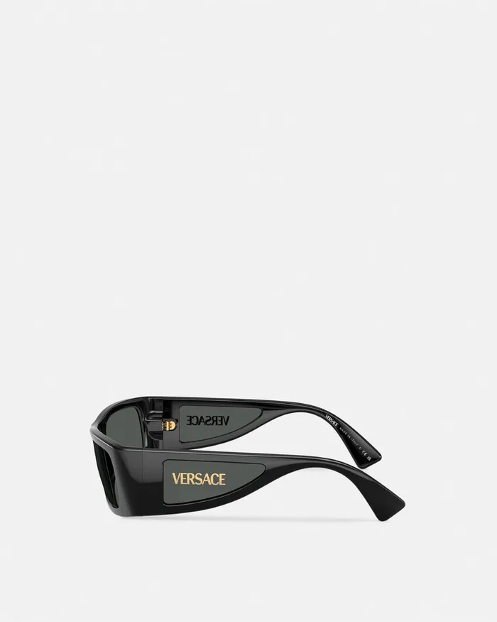 Sunglasses Men Versace Lens Logo Sunglasses Black
