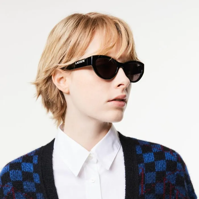 Sunglasses Women Lacoste Women039s CatEye Active Sunglasses Matt Black 001