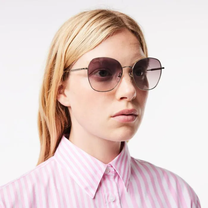 Sunglasses Women Lacoste Women039s Oval Metal Neoheritage Sunglasses Light Gold 712
