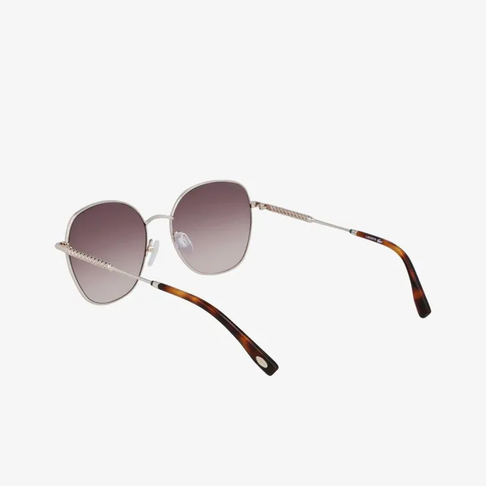 Sunglasses Women Lacoste Women039s Oval Metal Neoheritage Sunglasses Light Gold 712