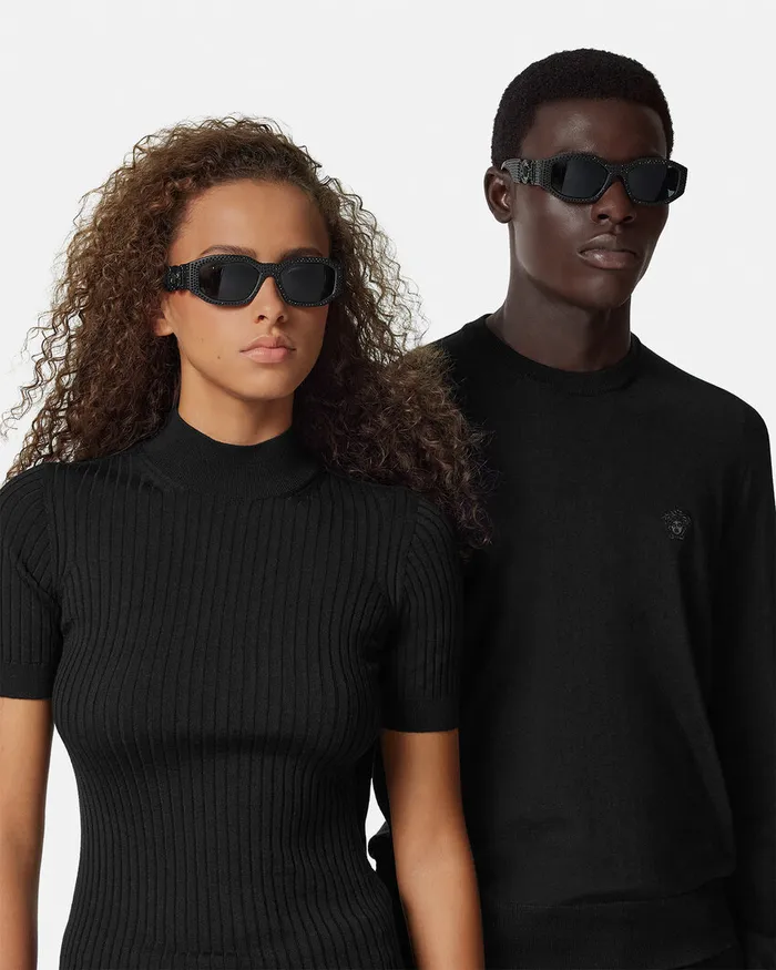 Sunglasses WomenMen Versace Crystal Medusa Biggie Sunglasses Black