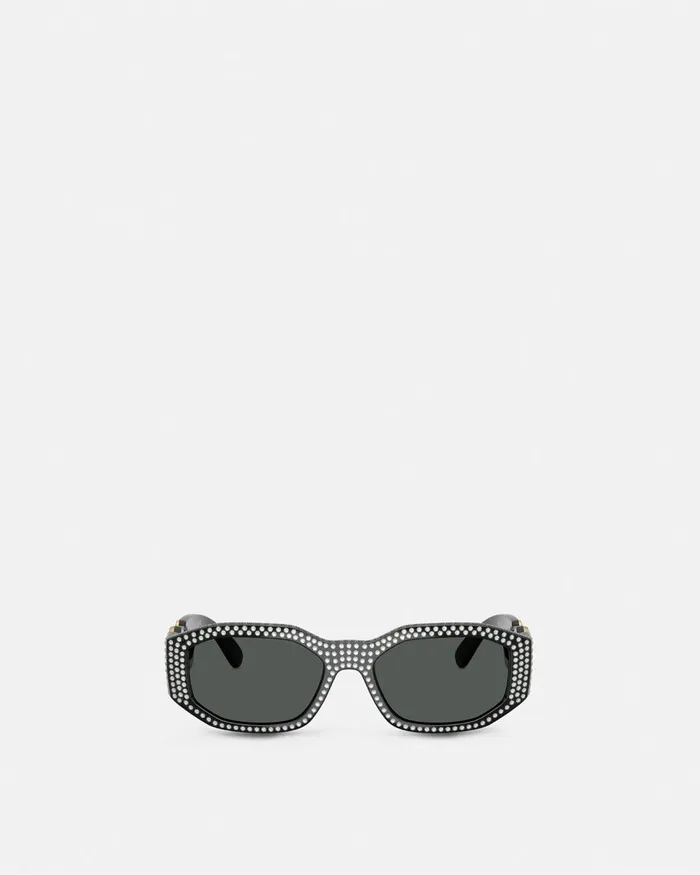 Sunglasses WomenMen Versace Crystal Medusa Biggie Sunglasses Blackgold