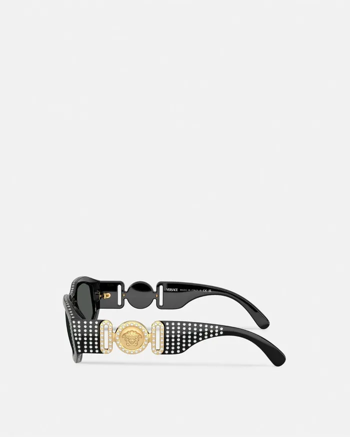 Sunglasses WomenMen Versace Crystal Medusa Biggie Sunglasses Blackgold