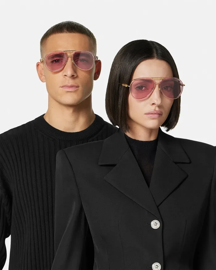 Sunglasses WomenMen Versace Medusa Roller Pilot Sunglasses Pink