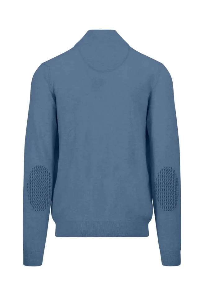 Sweater Men FYNCHHATTON 100 Sweater With A Troyer Collar Cloud Bluehazelnavy
