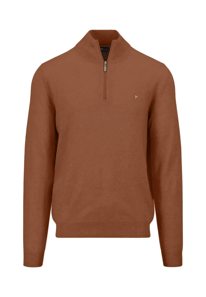 Sweater Men FYNCHHATTON 100 Sweater With A Troyer Collar Cloud Bluehazelnavy