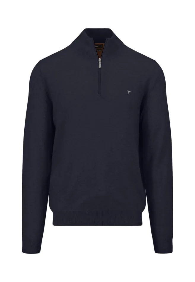 Sweater Men FYNCHHATTON 100 Sweater With A Troyer Collar Cloud Bluehazelnavy