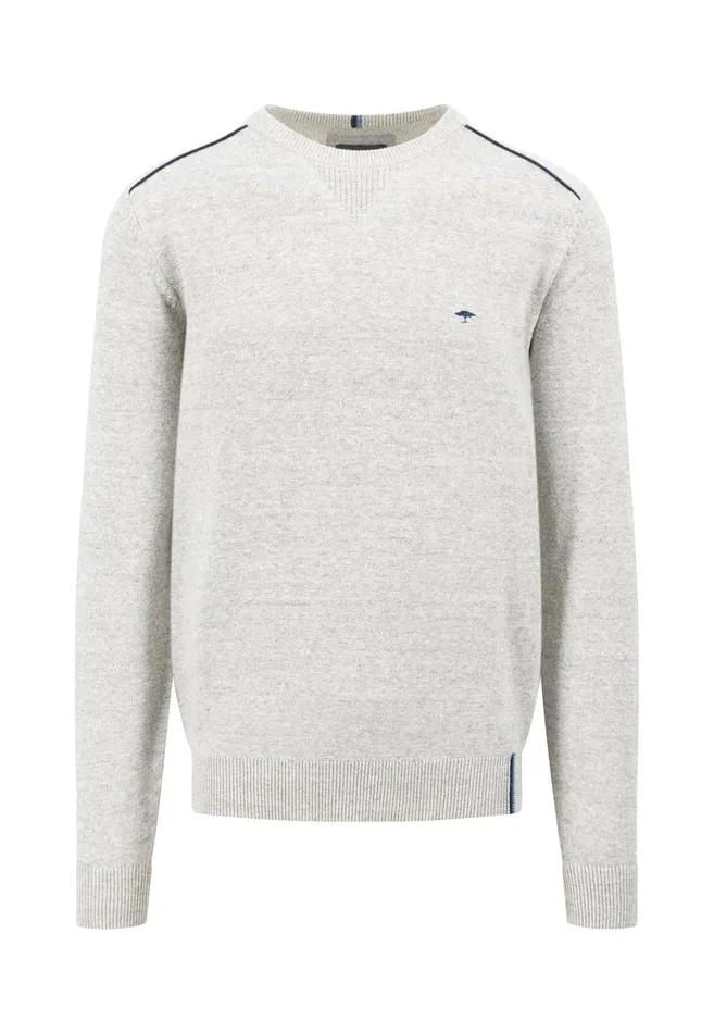 Sweater Men FYNCHHATTON Cotton Mix Sweater With A Circular Neckline Light Grayruby Redcloud Bluenavy