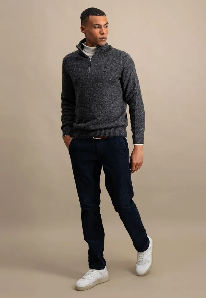 Sweater Men FYNCHHATTON Donegal Knitting Sweaters With Troyer Collar Steelwinter Whitenavynew Dijonflamecloud Blue