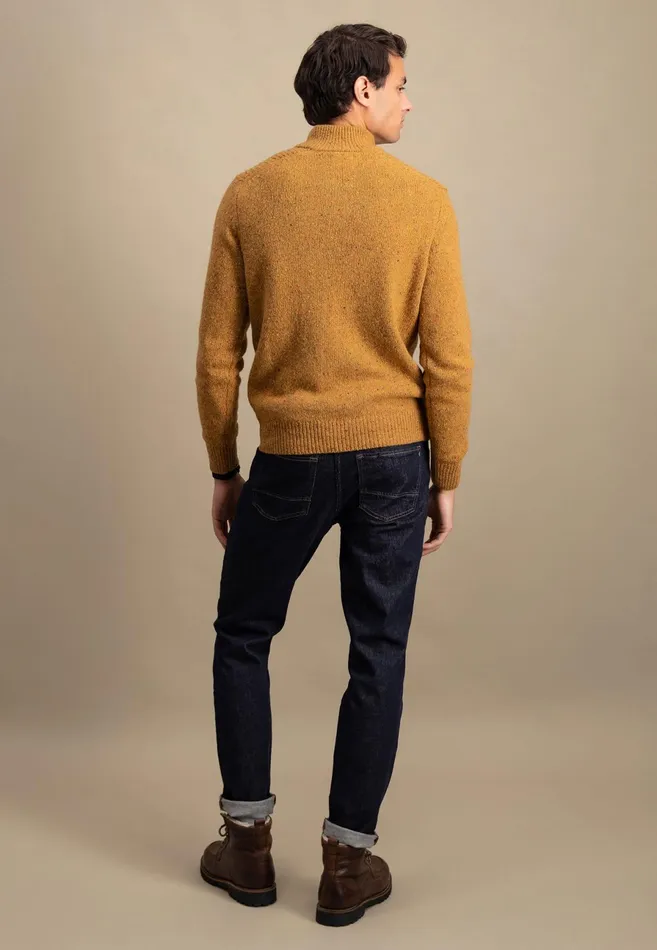 Sweater Men FYNCHHATTON Donegal Knitting Sweaters With Troyer Collar Steelwinter Whitenavynew Dijonflamecloud Blue