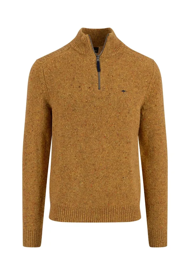 Sweater Men FYNCHHATTON Donegal Knitting Sweaters With Troyer Collar Steelwinter Whitenavynew Dijonflamecloud Blue