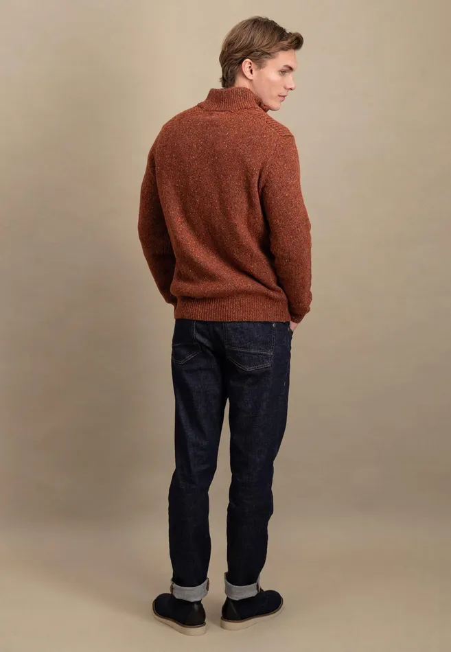 Sweater Men FYNCHHATTON Donegal Knitting Sweaters With Troyer Collar Steelwinter Whitenavynew Dijonflamecloud Blue