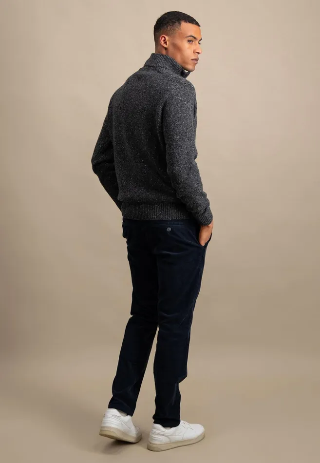 Sweater Men FYNCHHATTON Donegal Knitting Sweaters With Troyer Collar Steelwinter Whitenavynew Dijonflamecloud Blue