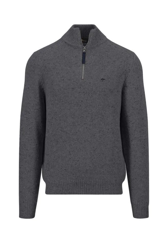 Sweater Men FYNCHHATTON Donegal Knitting Sweaters With Troyer Collar Steelwinter Whitenavynew Dijonflamecloud Blue