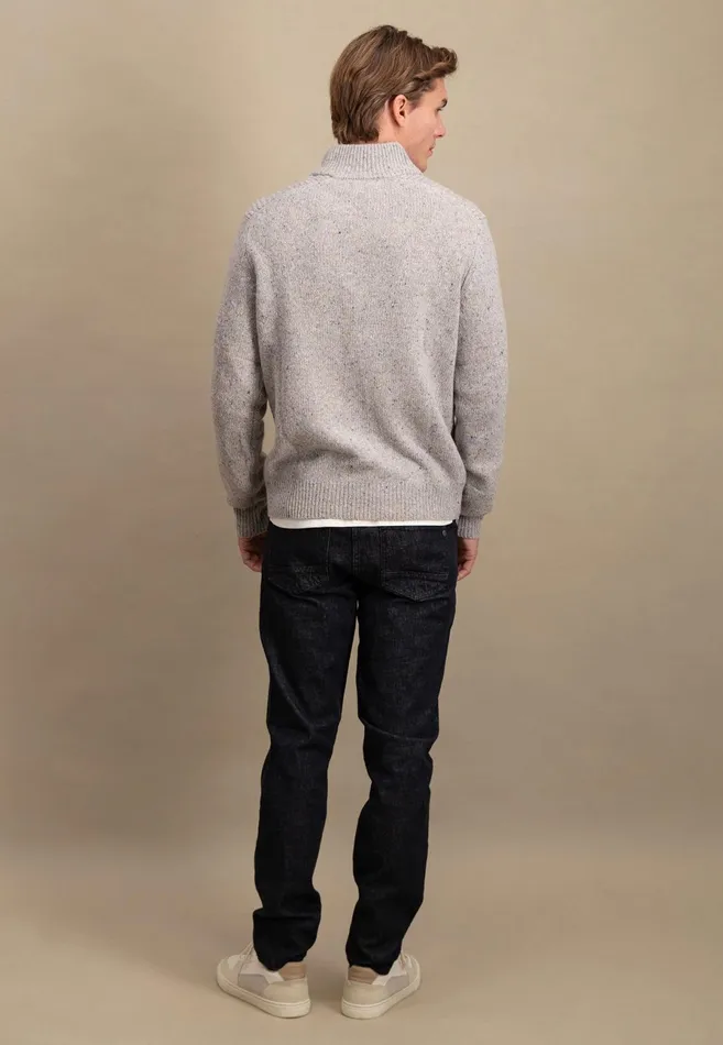 Sweater Men FYNCHHATTON Donegal Knitting Sweaters With Troyer Collar Steelwinter Whitenavynew Dijonflamecloud Blue