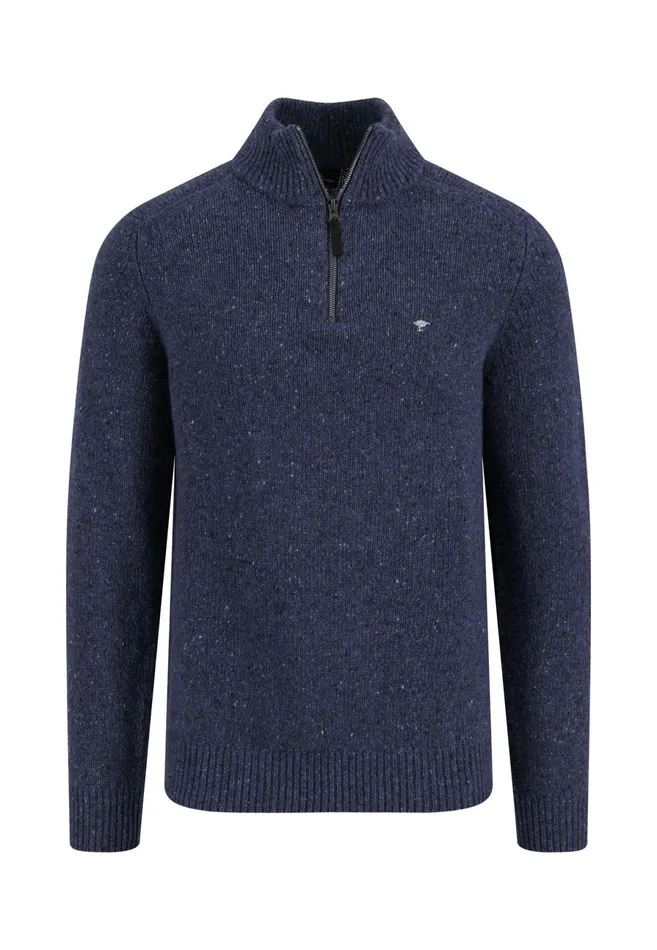 Sweater Men FYNCHHATTON Donegal Knitting Sweaters With Troyer Collar Steelwinter Whitenavynew Dijonflamecloud Blue