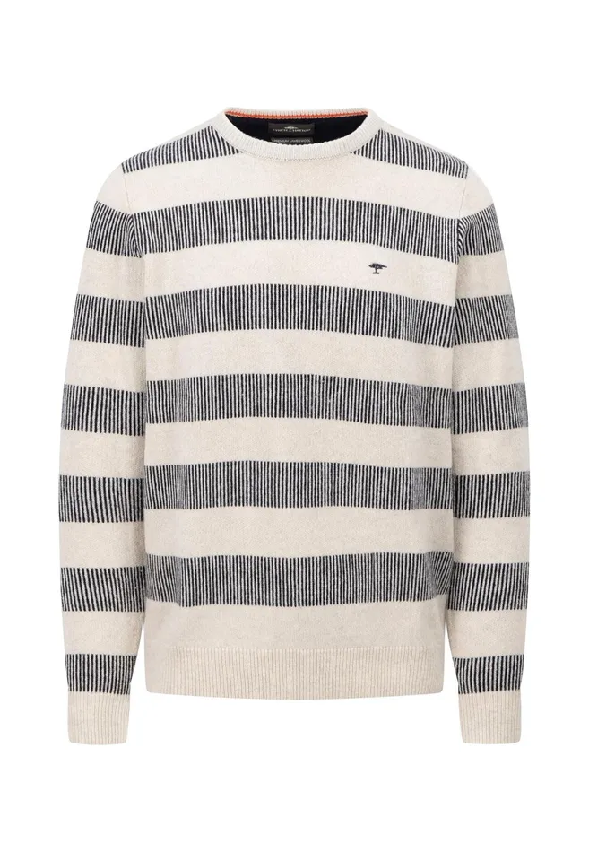 Sweater Men FYNCHHATTON Knitting Sweater Made Of Wool In Stripes Winter White