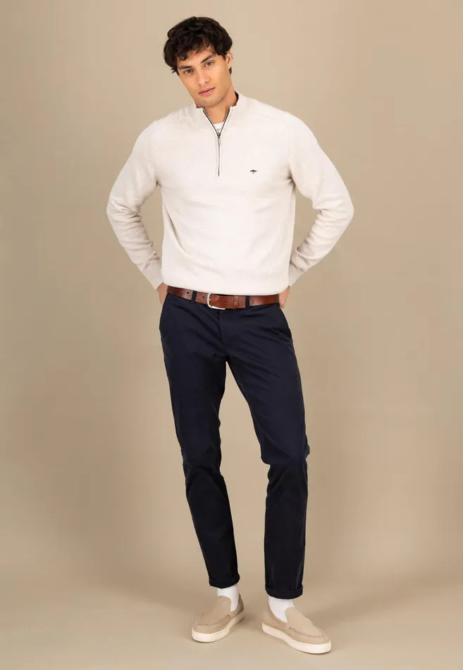 Sweater Men FYNCHHATTON Sweater With Troyer Collar Made Of SOCHOUNG New Offwhitepoppy Redturf Greennavystrong Blue