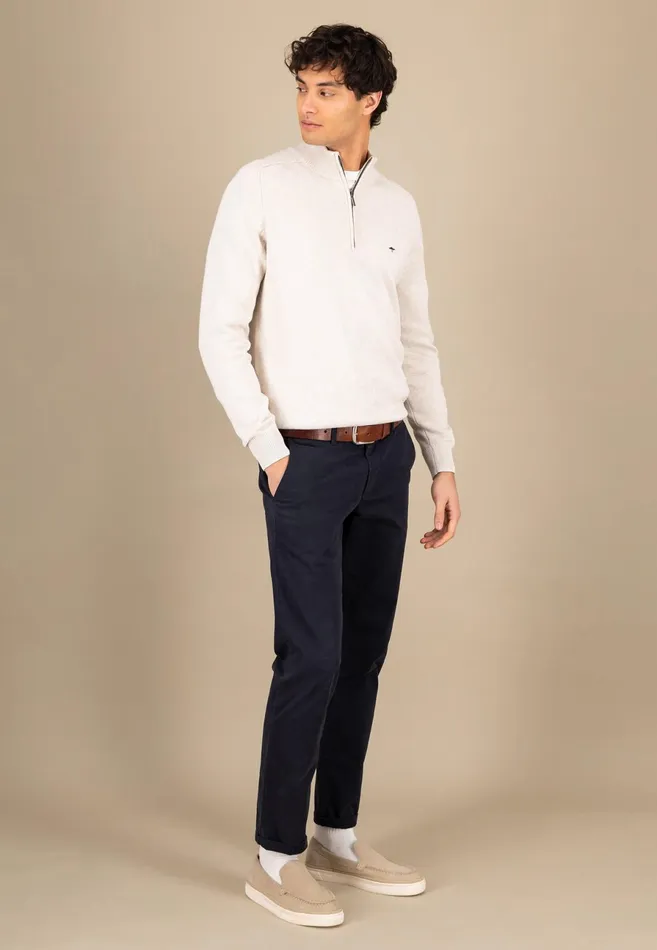 Sweater Men FYNCHHATTON Sweater With Troyer Collar Made Of SOCHOUNG New Offwhitepoppy Redturf Greennavystrong Blue